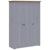 vidaXL Kleiderschrank 3-Türig Grau 118×50×171,5 cm Kiefer Panama Serie