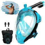 Auauraintt Schnorchelmaske, Erwachsene Tauchmaske,180° Panoramablick mit Kameraposition,Hd-Antibeschlag Schnorchelausrüstung,für Jugendliche Und Erwachsene (Schwarz/Grün, L-XL)