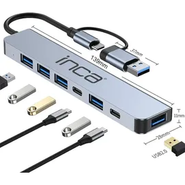 inca IUTP-7T USB 3.2 Gen 1 (3.1 Gen 1) Type-A + Type-C 5000 Mbit/s Grau