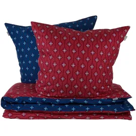 SCHIESSER Bettwäscheset Nahla - Feinbiber - 2-teilig - 155 x 220 cm - Rost-Dunkelblau