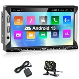 Podofo Autoradio 2 Din mit GPS Navi und Bluetooth, Autoradio mit Bildschirm Android 7 Zoll Touchscreen Doppel Din Stereo Radio Display mit WiFi FM/RDS Spiegel-Link AUX-in + Rückfahrkamera