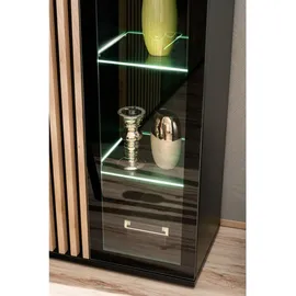 furn.design Vitrine Morgan 80 x 40 x 192 cm Schwarz
