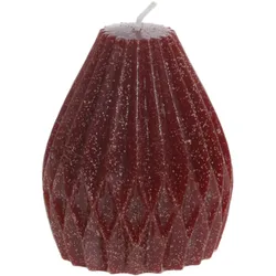 Chic Antique Stumpenkerze Diamant mit Glitzer, H9/Ø8 cm cherry
