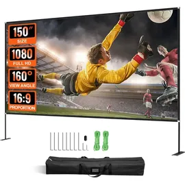 Vevor Projektionsleinwand mit Ständer 381cm Tragbare Filmleinwand 16:9 Outdoor Indoor Beamer Leinwand 347 x 201.9cm Mobile Beamer Leinwand 160°