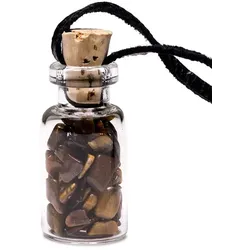 Geschenkflasche aus Glas mit Schnur Tigerauge -- 3.6cm