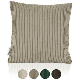 lycce Kissenbezug 40x40 cm in Taupe - Weicher Cordstoff, Dekoratives Zierkissen für Gemütlichkeit im Zuhause