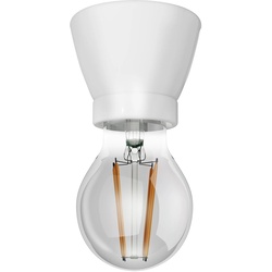 ledscom.de Porzellan Lampen-Fassung MINZ, rund, weiß + LED Lampe 370lm, extra-warmweiß