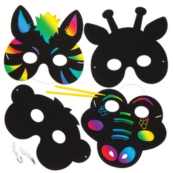 Kratzbild-Masken "Dschungeltiere" (pro Set 6) Kratzbilder