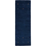 carpetfine Wollteppich »Gabbeh Uni«, rechteckig, reine Wolle, handgewebt, Gabbeh Loom Tiermotiv, auch als Läufer blau