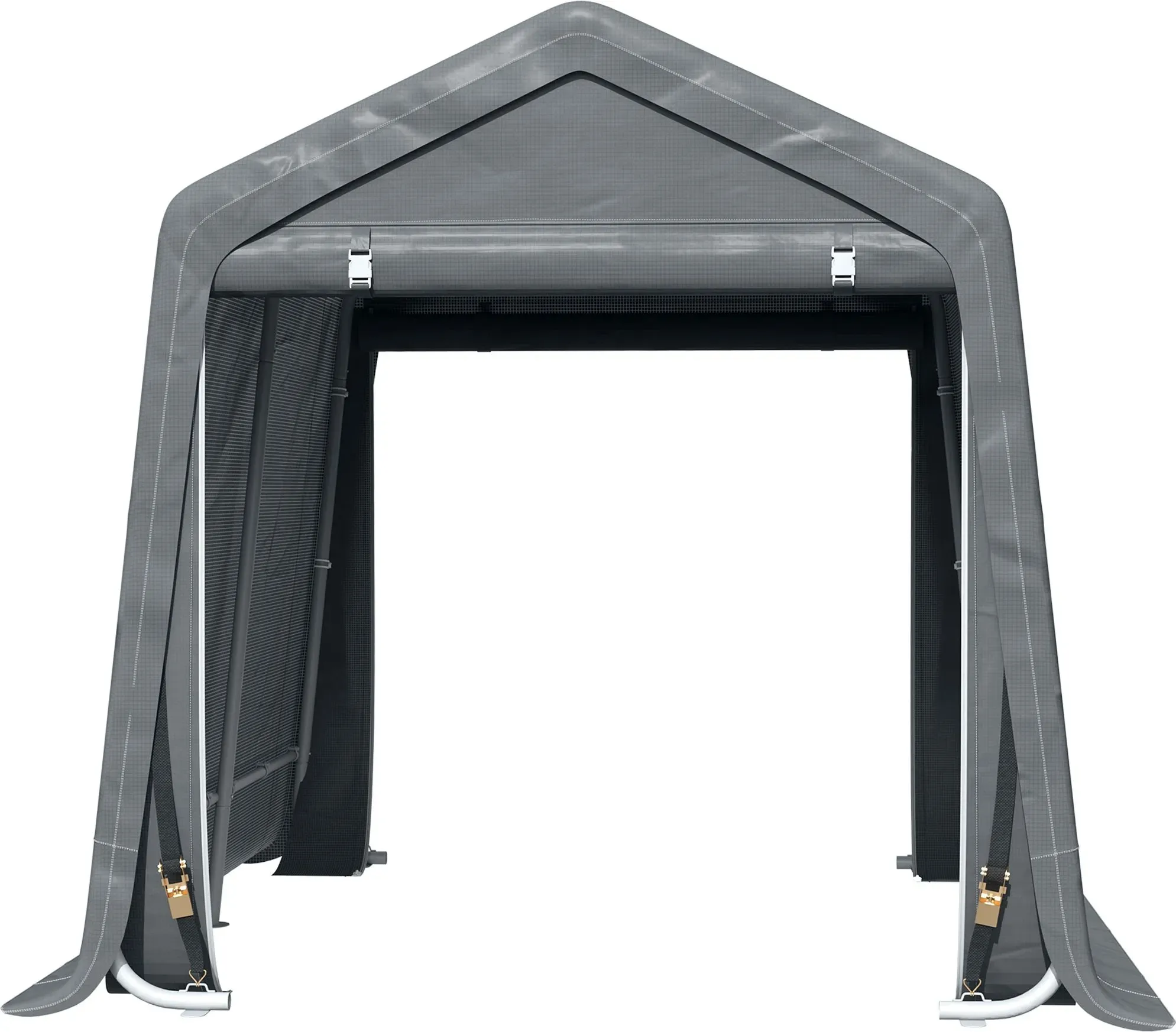 Outsunny Gartenhaus, Lagerzelt, 2 Reißverschlusstüren, Metallrahmen, Fahrradunterstand, Schutz vor leichtem Regen und Wind, 280 x 240 x 240 cm, Dunkelgrau   Aosom