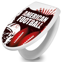 banjado Toilettendeckel mit Absenkautomatik 37,3x45x5cm -American Football - WC Brille Soft Close - hygienischer Toilettendeckel/Klodeckel Duroplas...