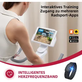 JASPORT Smart Indoor Speedbike S3 leise Heimtrainer, Magnetbremssystem, App mit Trainingskursen, Kinomap & Zwift kompatibel inkl. Pulsgurt | Schwarz/Weiß