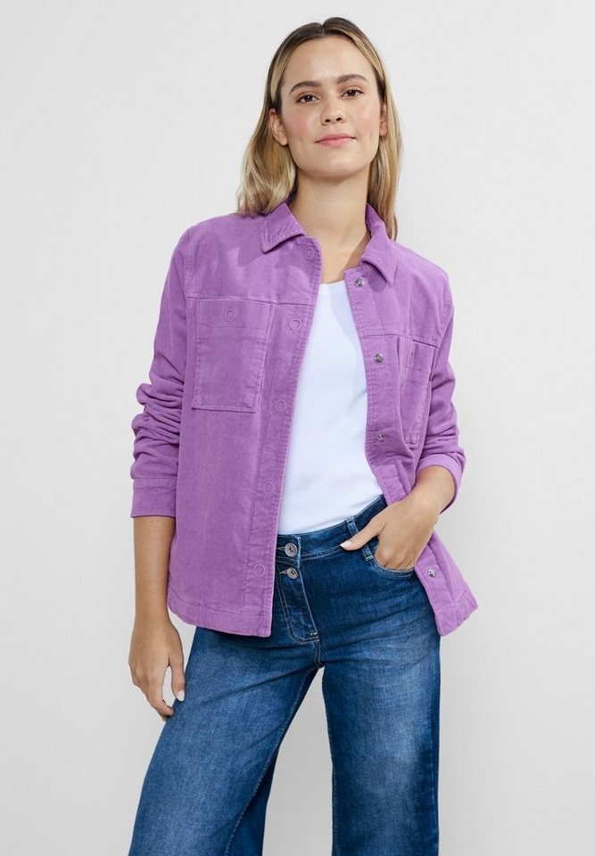 Cecil Outdoorjacke Cecil Cord Overshirt in Sporty Lilac (1-St) Taschen lila XL (44)CONCEPT Mode
