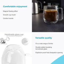 Intirilife 4x Doppelwandiges Thermo Glas Set in 250 ml – Trinken, Gläser Gläser-Sets