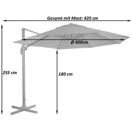 MCW Ampelschirm Weiß, Textil, 420x400 cm, Sonnenschutz, Sonnenschirme