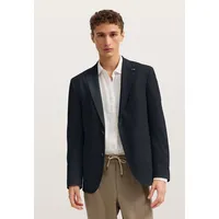 Bugatti Sakko "Jersey-Artikel", Herren, Gr. 58, schwarz (390, marine), 65% Polyester, 24% Viskose, 8% Polyamid, 3% Elasthan, unifarben, regular fit, Sakkos Sakko, mit Stretch Funktion