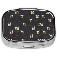 Cartoon-Hummel-Mini-Pillendose: 5,6 x 4,1 x 1,7 cm, geeignet für Tasche, Geldbörse, perfekt für Reisen
