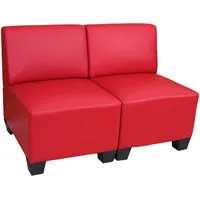 Mendler Modular 2-Sitzer Sofa Couch Lyon, Kunstleder ~ rot, ohne Armlehnen