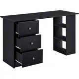 [en.casa] Schreibtisch Lemberg 120x50x72 cm mit 3 Ablagefächern und Schubladen Schwarz