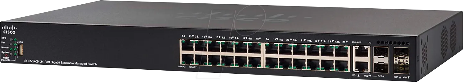 CISCO S550X24MPP - Switch, 28-Port, Gigabit Ethernet, RJ45/SFP+, SFP+, PoE++