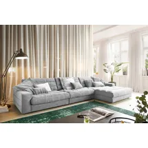 KAWOLA Ecksofa XL Lana Cord Recamiere rechts hellgrau