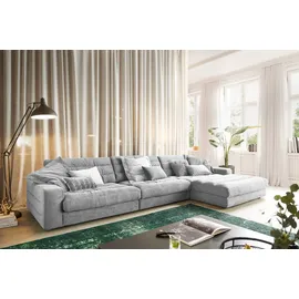 KAWOLA Ecksofa XL Lana Cord Recamiere rechts hellgrau
