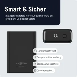 Ansmann 20000 mAh PB222PD sw Powerbank 20Ah USB PD 3.0, Quick Charge 2.0 LiPo Schwarz