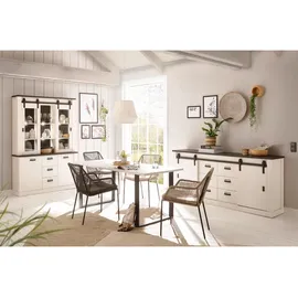 furn.design Sideboard 201 x 91 x 43 cm Weiß / Anthrazit