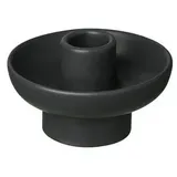 BLOMUS Kerzenhalter -Vela- | Farbe Black | ⌀ 9 x 4H cm | Kerzenständer Schwarz | Passend für Ø 22cm Kerzen | runder Kerzenleuchter aus Steingut
