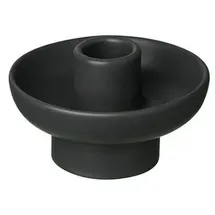 BLOMUS Kerzenhalter -Vela- | Farbe Black | ⌀ 9 x 4H cm | Kerzenständer Schwarz | Passend für Ø 22cm Kerzen | runder Kerzenleuchter aus Steingut