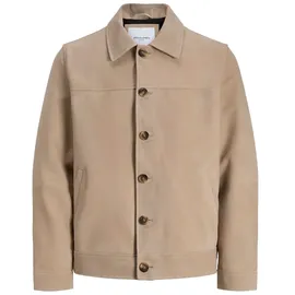 JACK & JONES Hemdjacke JJECASABLANCA SHACKET SN mit auffälliger Knopfleiste beige M (50)
