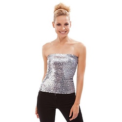 Pailletten-Bandeautop, silber