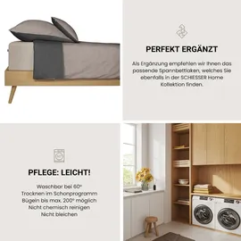 SCHIESSER Bettwäscheset Doubleface - Feinbiber - 2-teilig - 135 x 200 cm - Taupe-schwarz