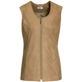 GOLDNER Kurzgröße: Velourslederimitat-Weste", in camel | Gr.: 20,