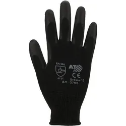 Feinstrick mit PU-Beschichtung, schwarz, Größe: 9, Farbe: SCHWARZ Feinstrick mit PU-Beschichtung, schwarz