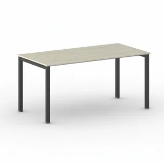 Konferenztisch PRIMO SQUARE 160x80 cm, schwarzes Metallgestell, Eiche natur