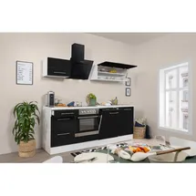 Respekta Küchenzeile RP220 220 cm E-Geräte schwarz/weiß