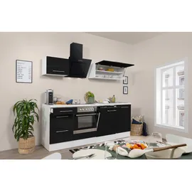 Respekta Küchenzeile RP220 220 cm E-Geräte schwarz/weiß