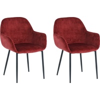 SIT Möbel SIT Stühle Gr. B/H/T: 60 cm x 84 cm x 57,5 cm, 2 St., Samt rot | Metall, schwarz, schwarz) Armlehnstühle