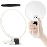 Tragbarer, Doppelseitiger Vergrößerungsspiegel (30x/1x) Für Haarentfernung Und Make-up Mit Um 360° Verstellbarem Griff