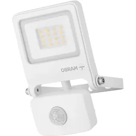 Osram ENDURA FLOOD PC 10W LED-Fluter mit Sensor, 3000K warmweiß, 1000 Lumen, IP44 weißes Flutlicht IR-Sensor 9m, Zeit/Lux-Funktion, Weiß