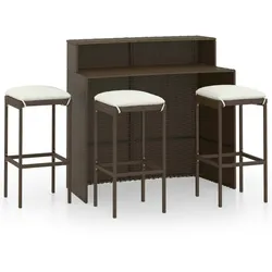 vidaXL 4-tlg. Gartenbar-Set mit Kissen Braun
