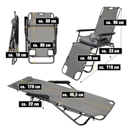 AMANKA Gartenliege 2er Set Relaxliege 178 x 60 x 30 cm grau