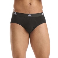 adidas Herren Slip 3er Pack) Unterhosen (Gr. S - Briefs, Active Flex Cotton, Logo, einfarbig Schwarz,