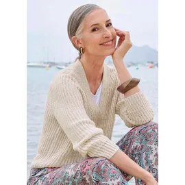 GOLDNER Langarm Strickjacke mit V-Ausschnitt Braun 48