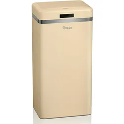 SWAN Retro Mülleimer mit Automatisch öffnender Sensor, Metall, 45 L, Vintage-Design, SWKA4500CN, Creme