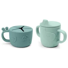 Done by Deer Peekaboo Snack & Trinkbecher-Set Deer Friends, Blau