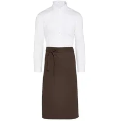 ROME - Medium Length Bistro Apron with Pocket: One Size / Brown