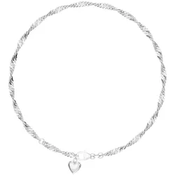 Fußkette mit Anhänger FIRETTI "Schmuck Geschenk Silber 925 Körperschmuck Herz+LIEBE Singapurkette", silber (silberfarben), Fußkettchen, Silber 925 (Sterlingsilber)