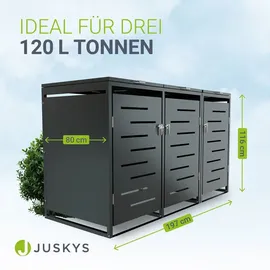 Juskys Mülltonnenbox Arel 3er 197 x 116 x 80 cm Anthrazit